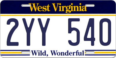 WV license plate 2YY540