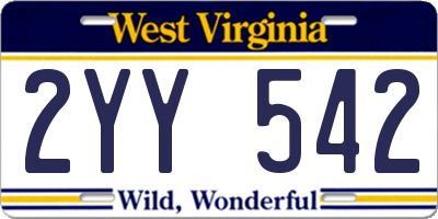 WV license plate 2YY542