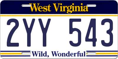 WV license plate 2YY543