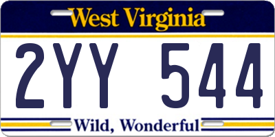 WV license plate 2YY544
