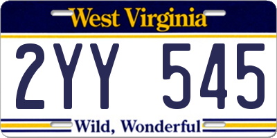 WV license plate 2YY545