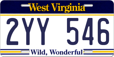 WV license plate 2YY546