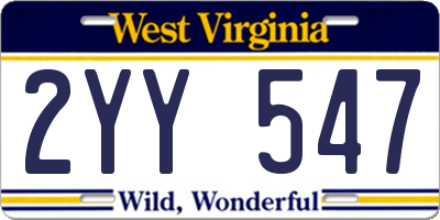 WV license plate 2YY547