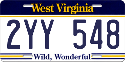 WV license plate 2YY548