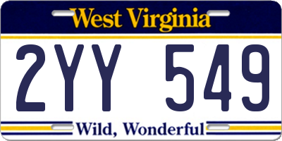 WV license plate 2YY549