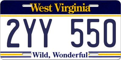 WV license plate 2YY550