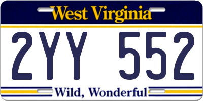 WV license plate 2YY552