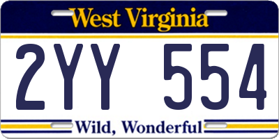 WV license plate 2YY554
