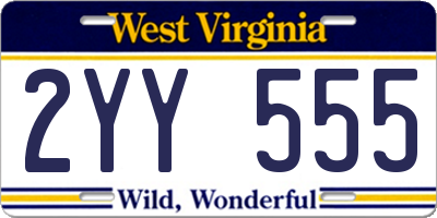 WV license plate 2YY555