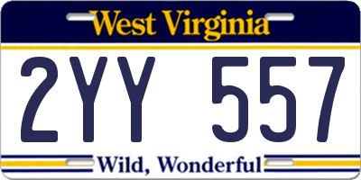 WV license plate 2YY557