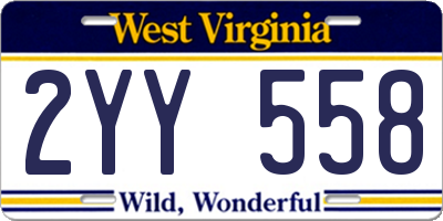 WV license plate 2YY558