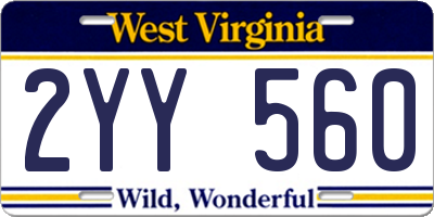 WV license plate 2YY560
