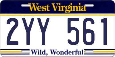 WV license plate 2YY561