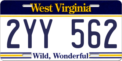WV license plate 2YY562