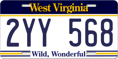 WV license plate 2YY568