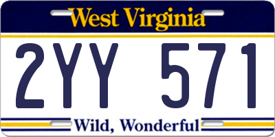 WV license plate 2YY571