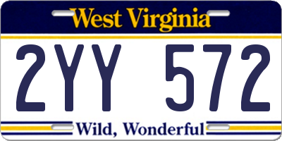 WV license plate 2YY572