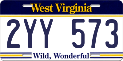 WV license plate 2YY573