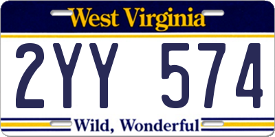 WV license plate 2YY574