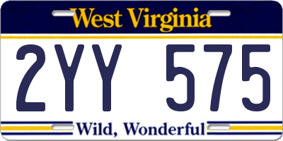 WV license plate 2YY575
