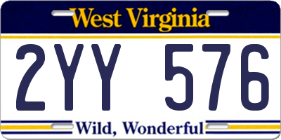 WV license plate 2YY576