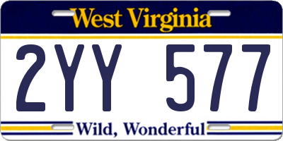 WV license plate 2YY577
