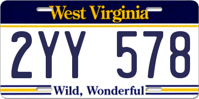 WV license plate 2YY578