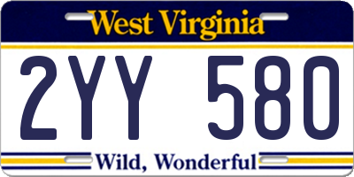 WV license plate 2YY580