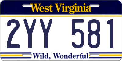 WV license plate 2YY581