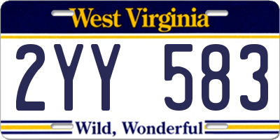WV license plate 2YY583