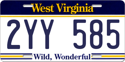 WV license plate 2YY585