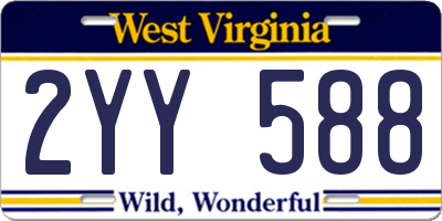 WV license plate 2YY588