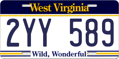 WV license plate 2YY589