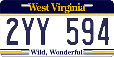 WV license plate 2YY594