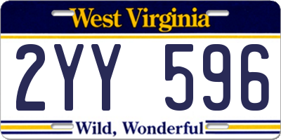 WV license plate 2YY596