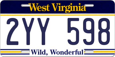 WV license plate 2YY598