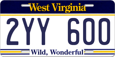 WV license plate 2YY600