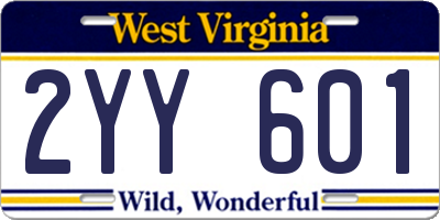WV license plate 2YY601