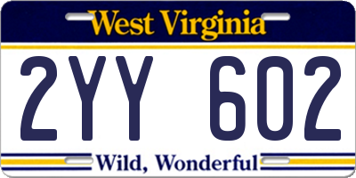 WV license plate 2YY602