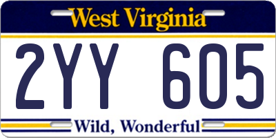 WV license plate 2YY605