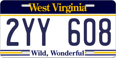 WV license plate 2YY608