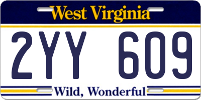 WV license plate 2YY609