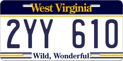 WV license plate 2YY610