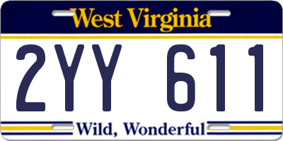 WV license plate 2YY611