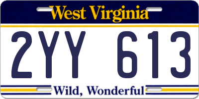 WV license plate 2YY613