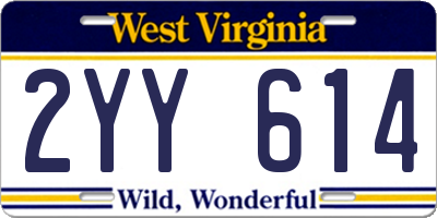 WV license plate 2YY614