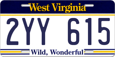 WV license plate 2YY615