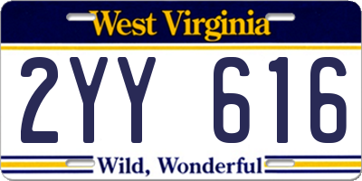 WV license plate 2YY616