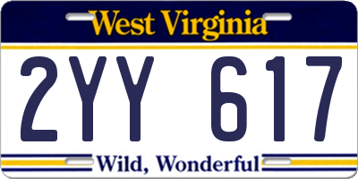 WV license plate 2YY617