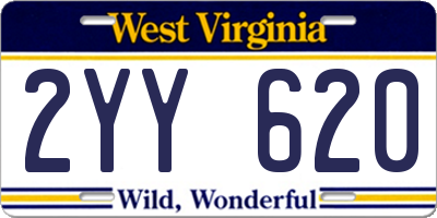 WV license plate 2YY620